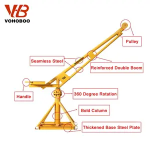 House construction industry Materials Portable Small Mini Crane 360 Degree for sale with Electric Hoist