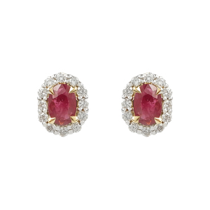 ต่างหูทองคำ 18K ประดับเพชรและทับทิม - Product Image 1