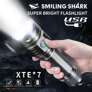 ไฟฉายกลางแจ้ง Smiling Shark แบบชาร์จไฟได้ LED อลูมิเนียมอัลลอยด์ ความสว่างสูง แสงสีขาว กันน้ำ ใช้ได้แม้ฝนตก - Product Image 2
