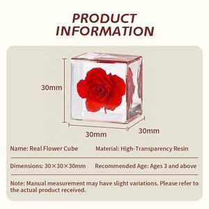 Poids-papier en résine, <span class=keywords><strong>cube</strong></span> transparent avec fleurs séchées, outil pédagogique, figurine cadeau, décoration florale, artisanat, fourni par l'usine - Product Image 2