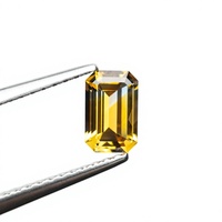 Échantillon de diamant jaune fantaisie taillé émeraude, synthétique, cultivé en laboratoire, percé au laser, service de fabrication pour la création de bijoux JURA JEWELS D005 IGI