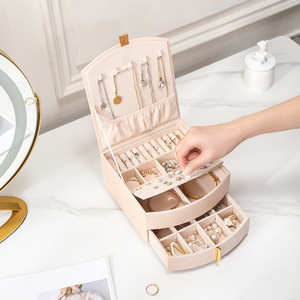 Dropshipping Double-Layer Jewelry Storage <b>Box</b> Drawer Luxury Travel <b>Jewellery</b> Organizer <b>Large</b> Capacity Case - Product Image 6