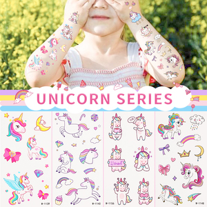 Fabbrica di personalizzazione per bambini ragazze temporaneo di trasferimento dell'acqua tatuaggi animali <span class=keywords><strong>unicorno</strong></span> per bambini disegni sirena per il compleanno del viso - Product Image 2