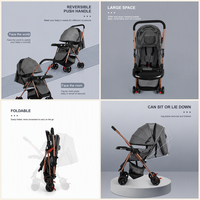 Poussette bébé réversible pliable avec dossier réglable, position assise et allongée, grand espace, pour nouveau-né, 4 roues, capote et plateau sécurisés - Vente en gros