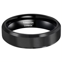 Anneaux de mariage pour homme en tungstène de 6 mm, vente en gros, anneaux de mariage pour pompiers, plaqués noir IP, carbure de tungstène, bijoux minimalistes