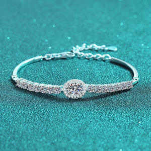 Pulsera de tenis unisex de plata de ley S925 con moissanita blanca de 2.4 ct y corte ovalado de 1 ct, chapada en rodio, joyería fina, engaste de garra para compromiso - Product Image 3