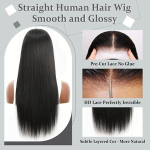 Wear and Go Glueless Wig Human <b>Hair</b> Straight, 6x5 Pre-Cut Lace Glueless Wigs Pre-Plucked, HD Lace Closure Wigs for Women - Product Image 3