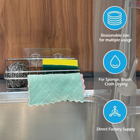 Pas de perçage mur adhésif ventouse cuisine porte-éponge en acier inoxydable évier Caddy pour évier de cuisine outil de nettoyage organisateur