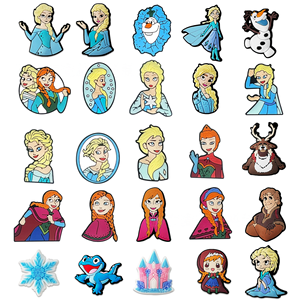 Vente en gros Nouvel arrivage Frozens Mignon PVC Plastique Caoutchouc Boucle Anna Clog Charms de chaussures Mignon <span class=keywords><strong>Elsa</strong></span> Princesse Diy Décorations de chaussures - Product Image 1