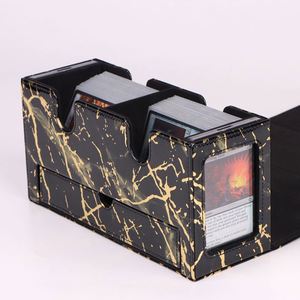Boîte de rangement pour cartes en cuir PU marbré noir et or de qualité supérieure, double fente, étui magnétique pour cartes à collectionner, organisateur portable pour jeux de stratégie - Product Image 3