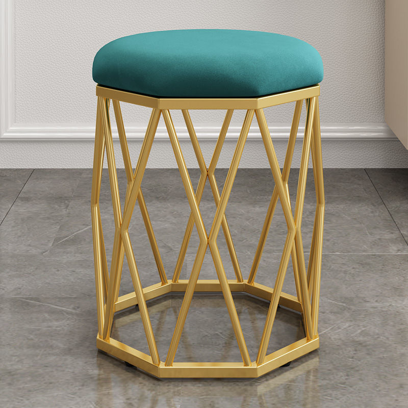 Velours vert foncé + tabouret octogonal doré