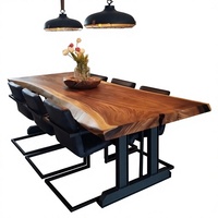 Meubles industriels modernes, ensemble de table à manger extensible pour cuisine avec panneaux latéraux en bois de noyer massif, taille personnalisée