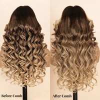Highlight Honigblond Mix Braun Loose Wave Glueless 13x4 HD Transparente Pre-Styled Lace Front Echthaar-Perücken Klebstofffrei