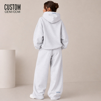 Ensemble de survêtement décontracté surdimensionné pour femme, imprimé et brodé, 2 pièces, pantalon large en coton, haut à capuche – Fabricant