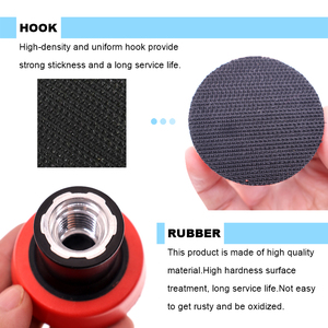 6 pièces rouge crochet et boucle disque de ponçage ensemble de tampons de support comprennent tige M14 plaque de support de filetage pour le polissage de détail de disque auto-adhésif - Product Image 3