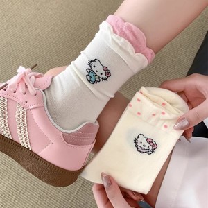 Kitty Cat Mid-Calf Socks Women Breathable Sweat-Absorbing Polyester Regular Casual Style - Product Image 4