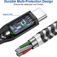 Kabel USB Type C Nylon Kepang Kustom 2A 3A Pengisian Cepat Kabel Data untuk Ponsel Android