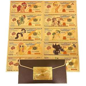 10 Uang Kertas Foil Emas Kartun Amerika $100 Mata Uang Peringatan Kartun Pony Pony - Product Image 3