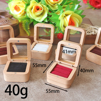 55mm bois de hêtre recyclable carré fenêtre anneau boîte diamant anneau bout à bout boîte femmes stockage cadeau boîte oreille clou