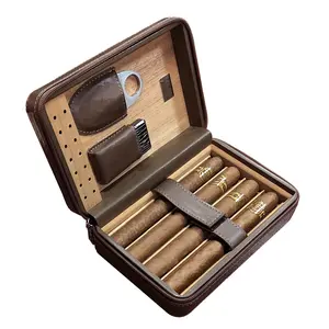 Bán Chạy Nhất Xách Tay Hộp Xì gà Da Humidor Du Lịch Xì gà Trường Hợp Xì gà Phụ Kiện Biểu Tượng Tùy Chỉnh