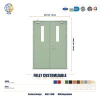 Ferme-portes jumeaux en acier de grande taille, ignifuges, au design contemporain, finition verte, pour couloir de cour d'assises, vente en gros Chine
