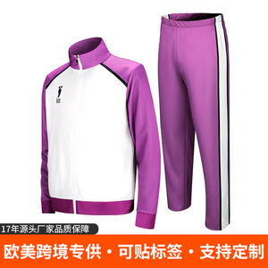 Shiratorizawa Academy Tracksuit Set Purple White Unisex Breathable Cotton Daily Wear - Product Image 5