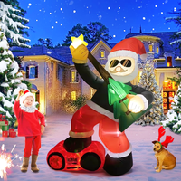 Décorations de Noël gonflables de 6 pieds pour l'extérieur, Père Noël jouant de la guitare pour la cour, la fête de Noël, le jardin, la pelouse