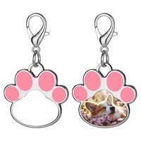 Etiquetas de Identificación para Mascotas de Aleación de Zinc Coloridas en Blanco para Sublimación, Etiquetas Personalizadas con Nombre de Mascota y Huella de Gato, Imprimibles por Ambos Lados, Regalos