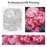 Peinture par numéros pour adultes Kits fleurs moderne mur Art photo par numéros pour la décoration intérieure 40x50cm/16x20 pouces sans