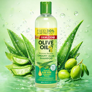 OEM ODM Organic Olive Oil Cream <b>Shampoo</b> Deep <b>Moisture</b> Restore Sulfate Free Natural Cleansing for Afro Curly Hair 480ml - Product Image 1