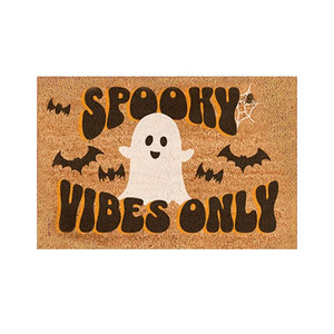 Paillasson d'entrée Cangming Halloween en imitation fibre de coco 18x30 pouces, motif fantôme et chauve-souris, ambiance effrayante - Product Image 1