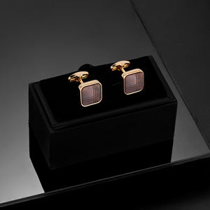 Daili classique plaqué or en alliage de zinc carré boutons de manchette pour hommes rouge <span class=keywords><strong>Bronze</strong></span> costume d'affaires chemise mariage fiançailles fête Occasions - Product Image 5