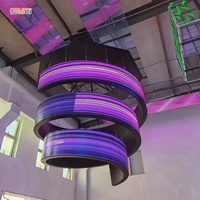 Rideau programmable souple bluetooth fenêtre polychrome affichage led flexible transparent à écran incurvé pour signalisation numérique souple