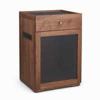 Meuble à thé en noyer noir américain avec prise électrique, table d'appoint en bois avec tiroir et armoire de rangement, station de thé pour bouilloire