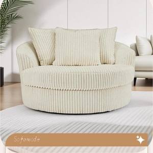Sofá puf de pana Sofamode, silla redonda extra suave para niños, adultos y personas mayores - Product Image 1