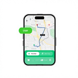 Aplicación de carpooling y viajes compartidos para conectar a pasajeros y conductores, reservar viajes, compartir costos y rastrear trayectos. - Product Image 1