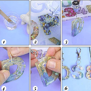 Pegamento de gota de cristal para llaves, epoxi con 26 letras <span class=keywords><strong>molde</strong></span> de silicona, colgante de cadena, joyería, número de tubo de pegamento - Product Image 6