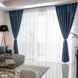 Bindi Modern sederhana baru sutra imitasi tebal dua sisi kamar tidur Hotel tinggi Shading tirai Jacquard