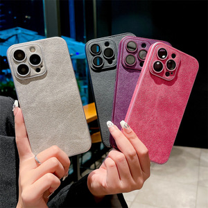 Funda para Teléfono con Textura de Cuero en Todas las Esquinas para iPhone 17 Pro Max, 16 Pro, con Protector de Lente Integrado para 15 Pro y Diseño de Mezclilla - Product Image 1