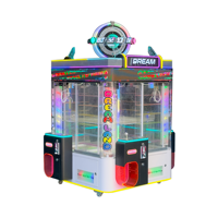 Console de jeu grue à monnayeur pour 4 joueurs, structure supérieure rotative, design enfantin, personnalisable, en acier inoxydable