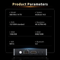 TV Box Android 14 X88mini 14 con WiFi, RK3518 4K, para TV