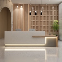 Comptoir de réception moderne et simple avec tiroirs, table de bar de bureau personnalisable et caisse enregistreuse pour hall d'entreprise