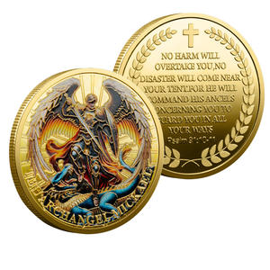Voorraad Souvenir Christelijke Aartsengel Michael Herdenkingsmunt Die Gegoten 3d Vergulde Psalm 91 Religieuze Geschriften Verzamelbaar - Product Image 1