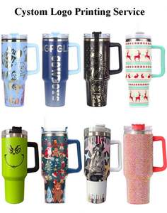 Gros Multicolore Strass Bling Clouté 40Oz Bling Tumbler Avec Poignée Couvercle et Paille - Product Image 3