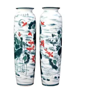 Hand-Painted Jingdezhen Porcelain Floor Vases Large Tall Ceramics with Traditional Patterns for Timeless Home & Office Decor