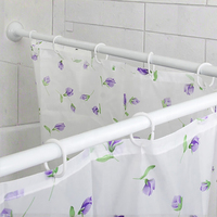 Rideau de douche magnétique moderne à trois faces pour salle de bain Séparation sèche et humide en aluminium invisible sans perçage Ensemble de tiges incurvées étanches
