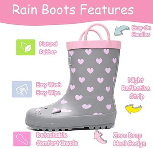 <span class=keywords><strong>Bottes</strong></span> de pluie pour tout-petits avec poignées faciles à enfiler, <span class=keywords><strong>bottes</strong></span> de pluie <span class=keywords><strong>en</strong></span> <span class=keywords><strong>caoutchouc</strong></span> imperméables pour enfants, filles et garçons, chaussures amusantes imprimées pour l'extérieur - Product Image 4