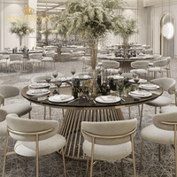 Table de salle à manger ronde en acier inoxydable de haute qualité avec plateau en marbre pour événements et fêtes
