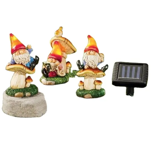 Dwerg Hars Gnome Set Standbeelden Tuin Gnome Met Zonne-licht Gnome Standbeelden Decor Zonne-verlichting