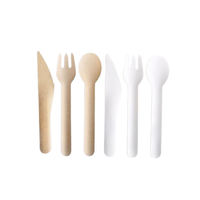 Nouveauté : Ensemble de couverts jetables en papier biodégradable de qualité alimentaire (fourchettes, couteaux, cuillères) pour plats à emporter, voyages, camping et pique-niques